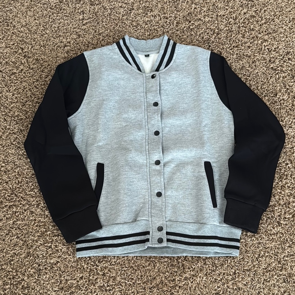 Gray and Black Varsity Jacket